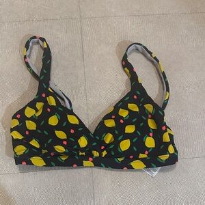 Boden Black and Yellow Lemon Bikini Top